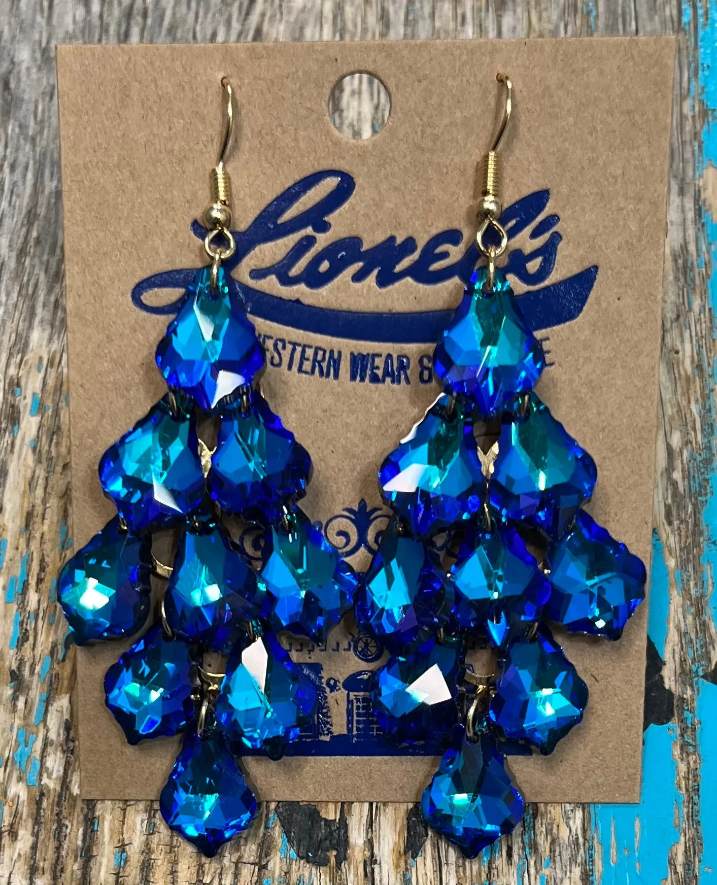 Royal Blue Chandelier Statement Earrings