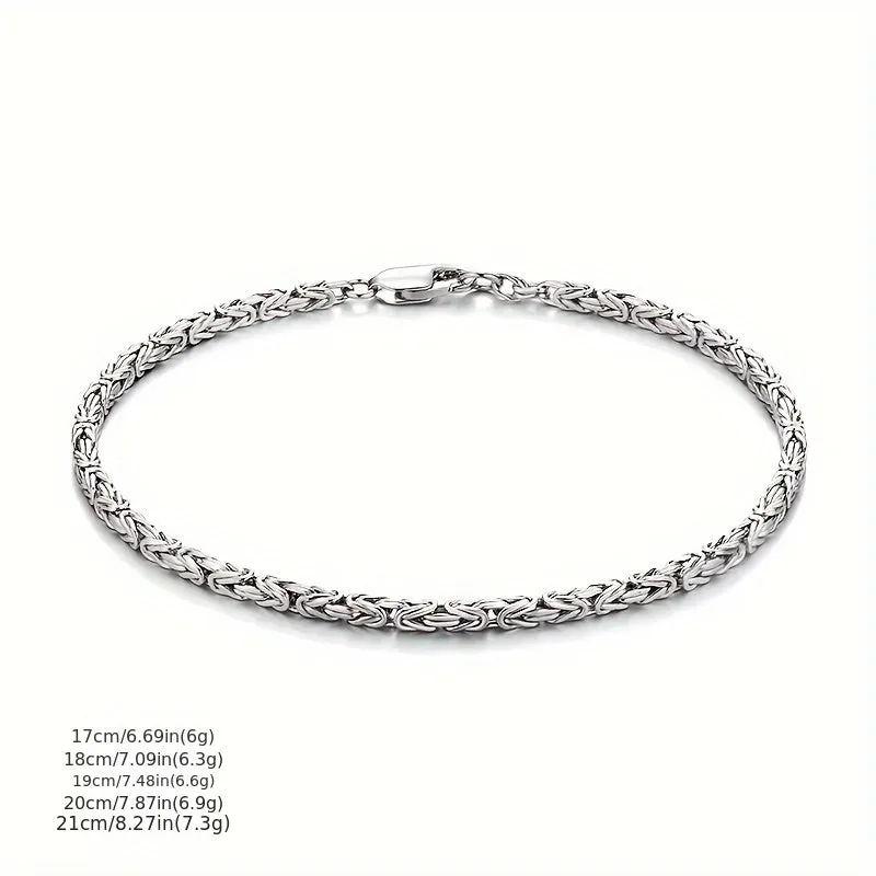 S925 Sterling Silvery Twist Peace Chain Bracelet Unisex Daily Wear Jewelry