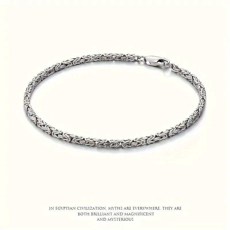 S925 Sterling Silvery Twist Peace Chain Bracelet Unisex Daily Wear Jewelry