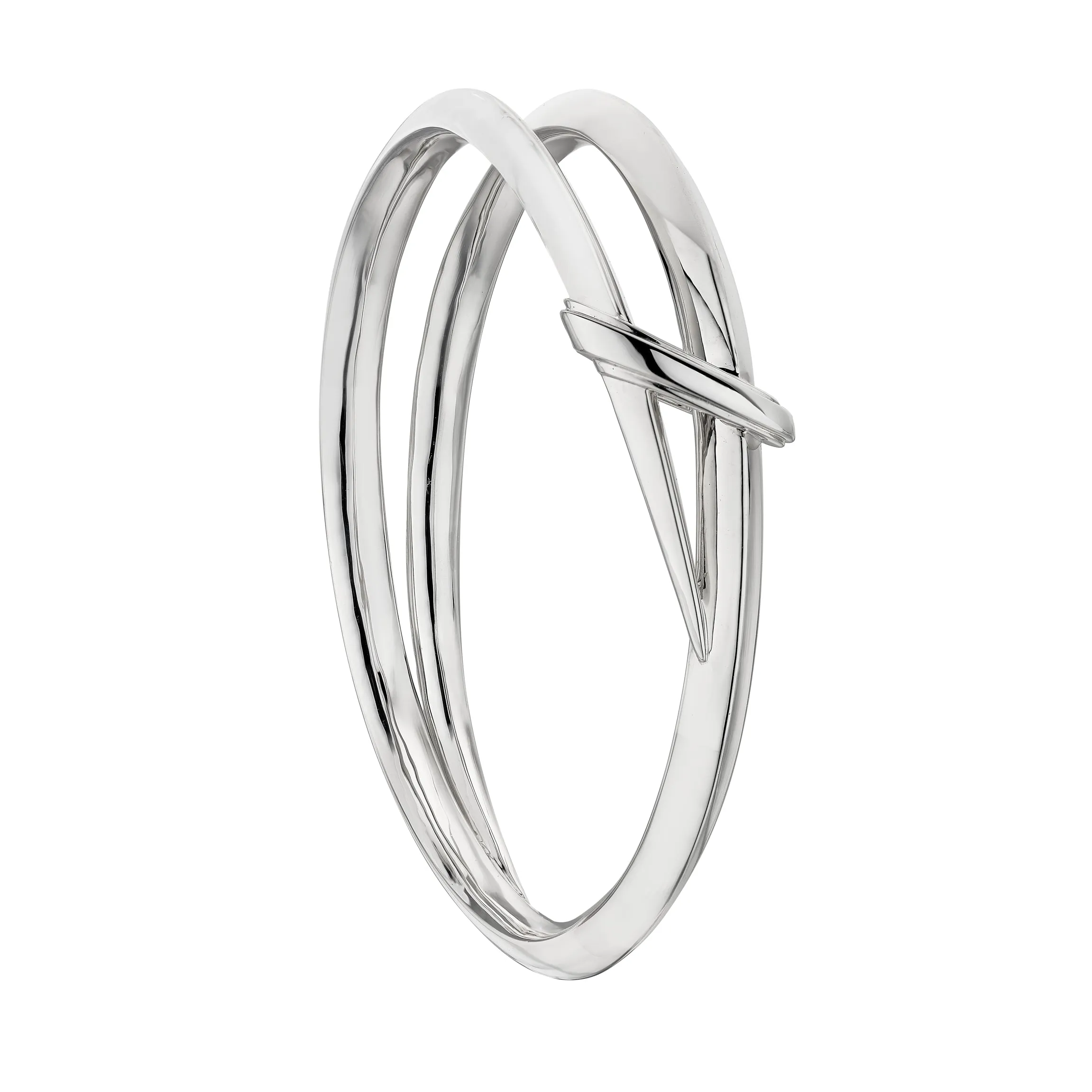 Sabre Deco Twist Bangle - Silver