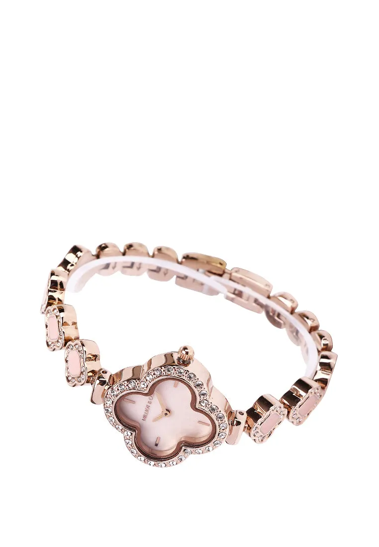 Saia Rose Gold Metal Watch with Necklace Set (Salmon)