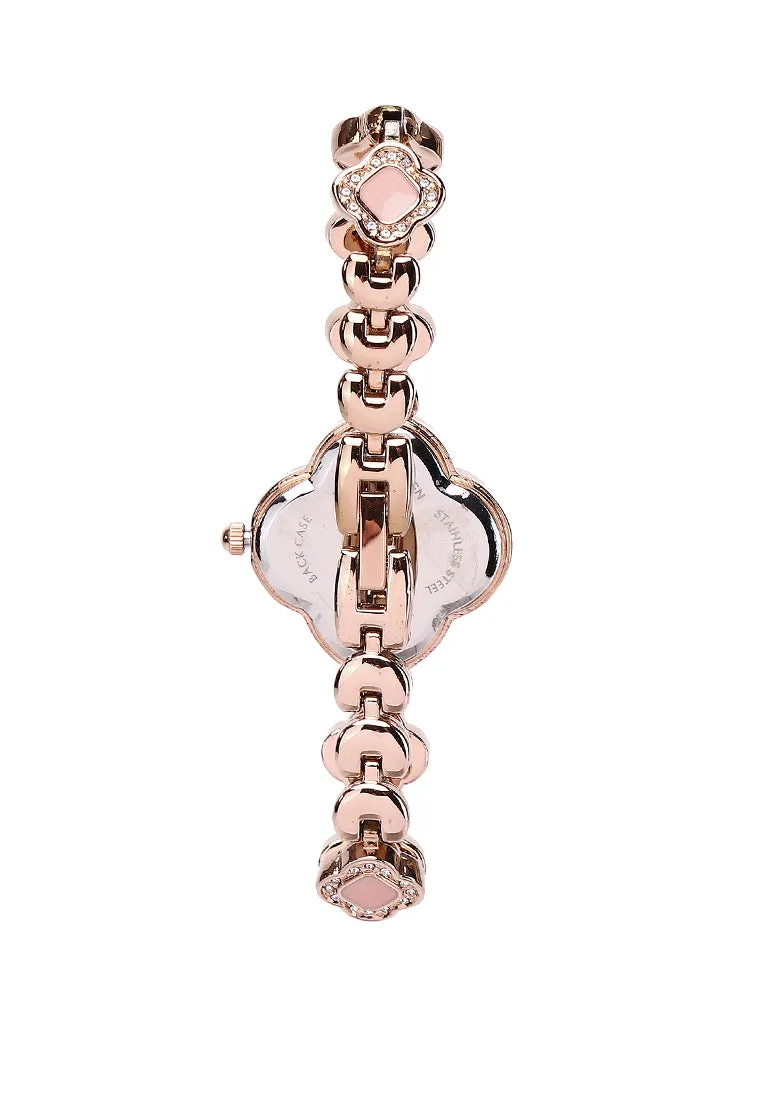 Saia Rose Gold Metal Watch with Necklace Set (Salmon)