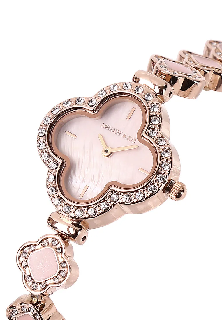 Saia Rose Gold Metal Watch with Necklace Set (Salmon)
