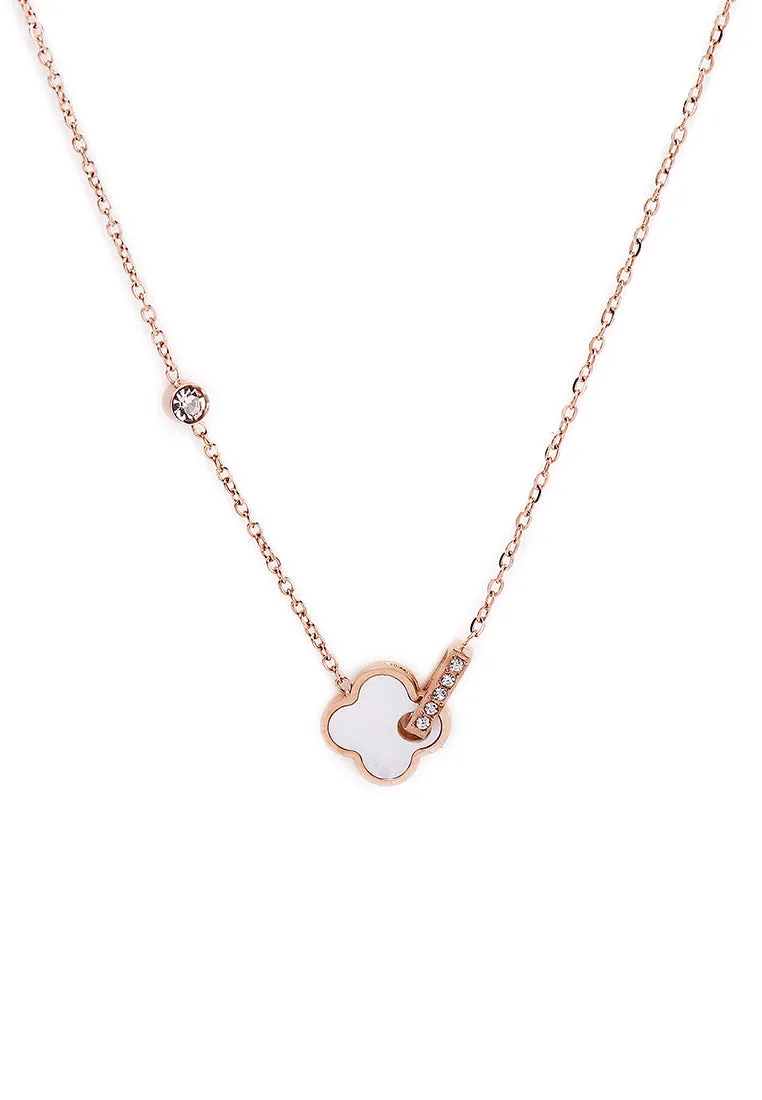 Saia Rose Gold Metal Watch with Necklace Set (Salmon)