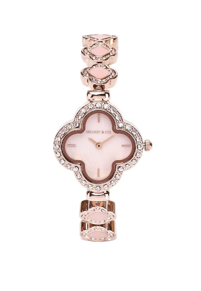 Saia Rose Gold Metal Watch with Necklace Set (Salmon)