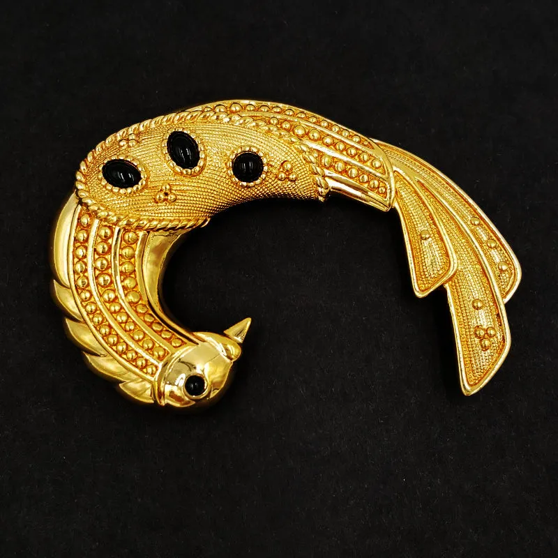 SAL Swarovski Crystal Bird Brooch with Art Deco Design and Cabochons