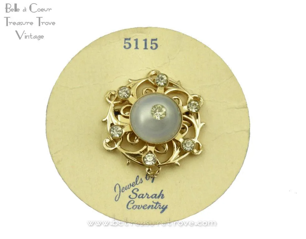 Sarah Coventry “Moonglow” Pin on Original Card 1950s