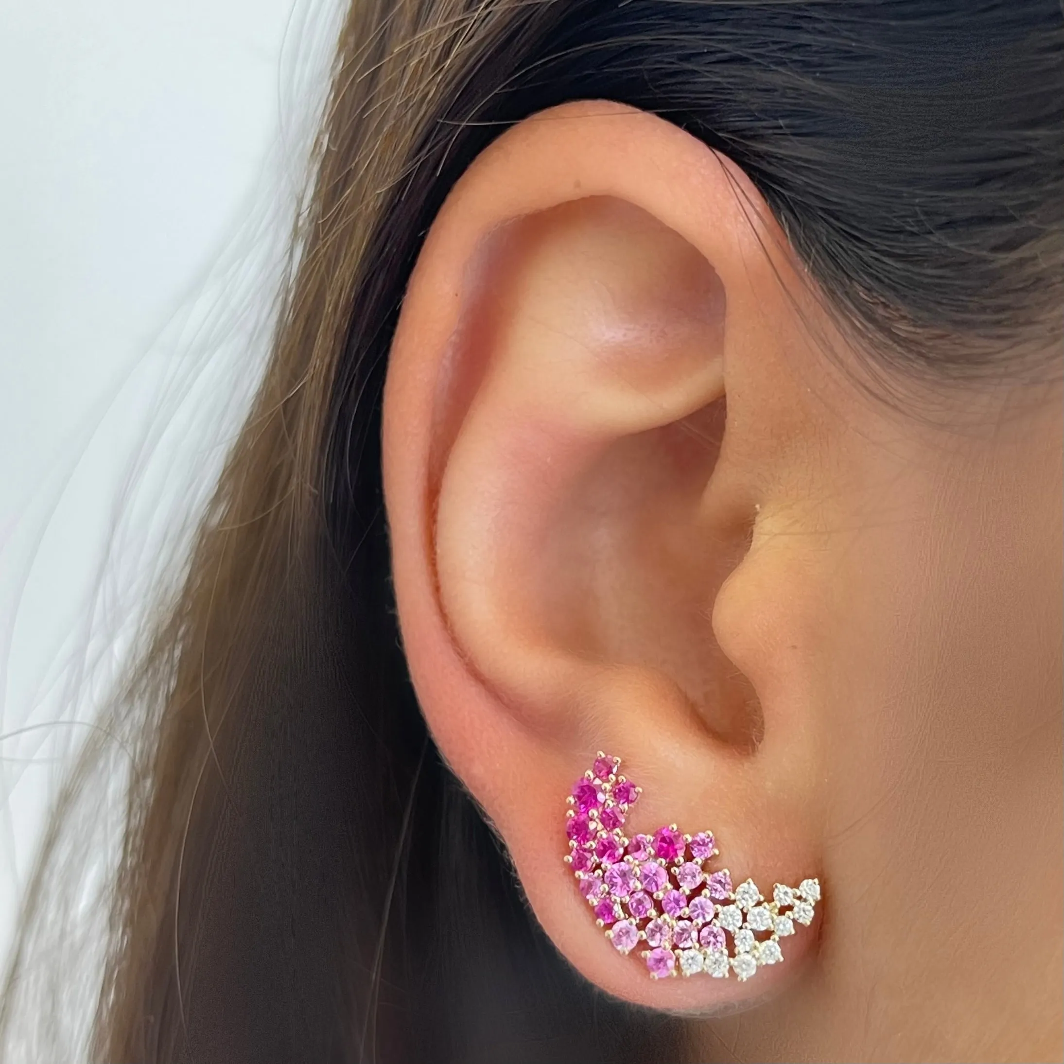 Scattered Ruby   Diamond Statement Earrings