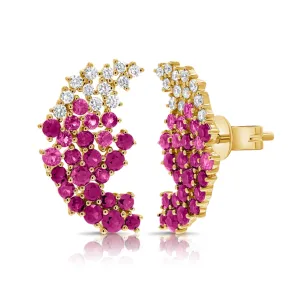 Scattered Ruby   Diamond Statement Earrings