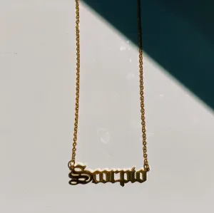 Scorpio Zodiac Nameplate Necklace