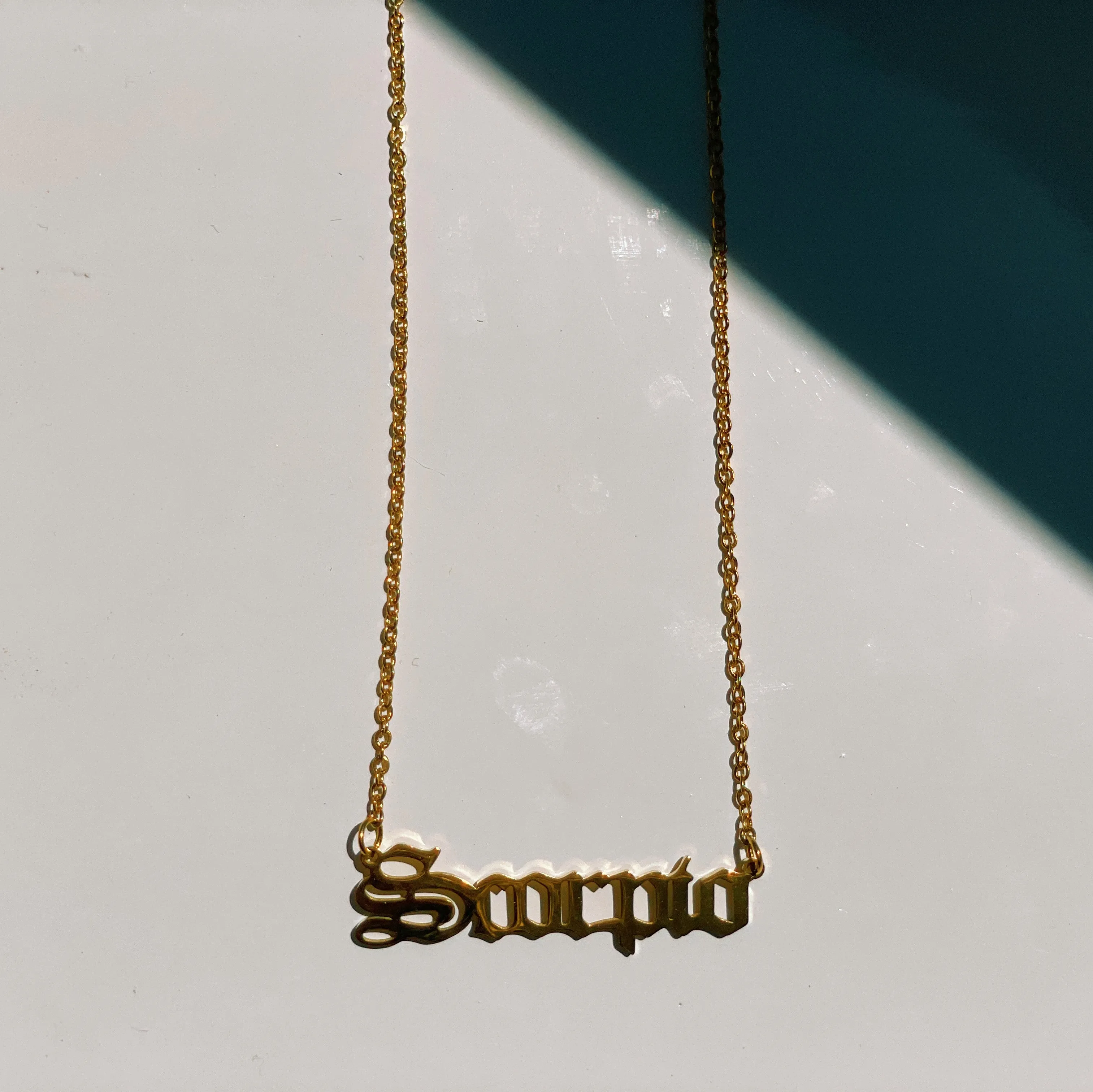 Scorpio Zodiac Nameplate Necklace