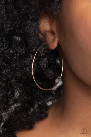 Seize the Sheen - Rose Gold - Thin Paparazzi Hoop Earrings