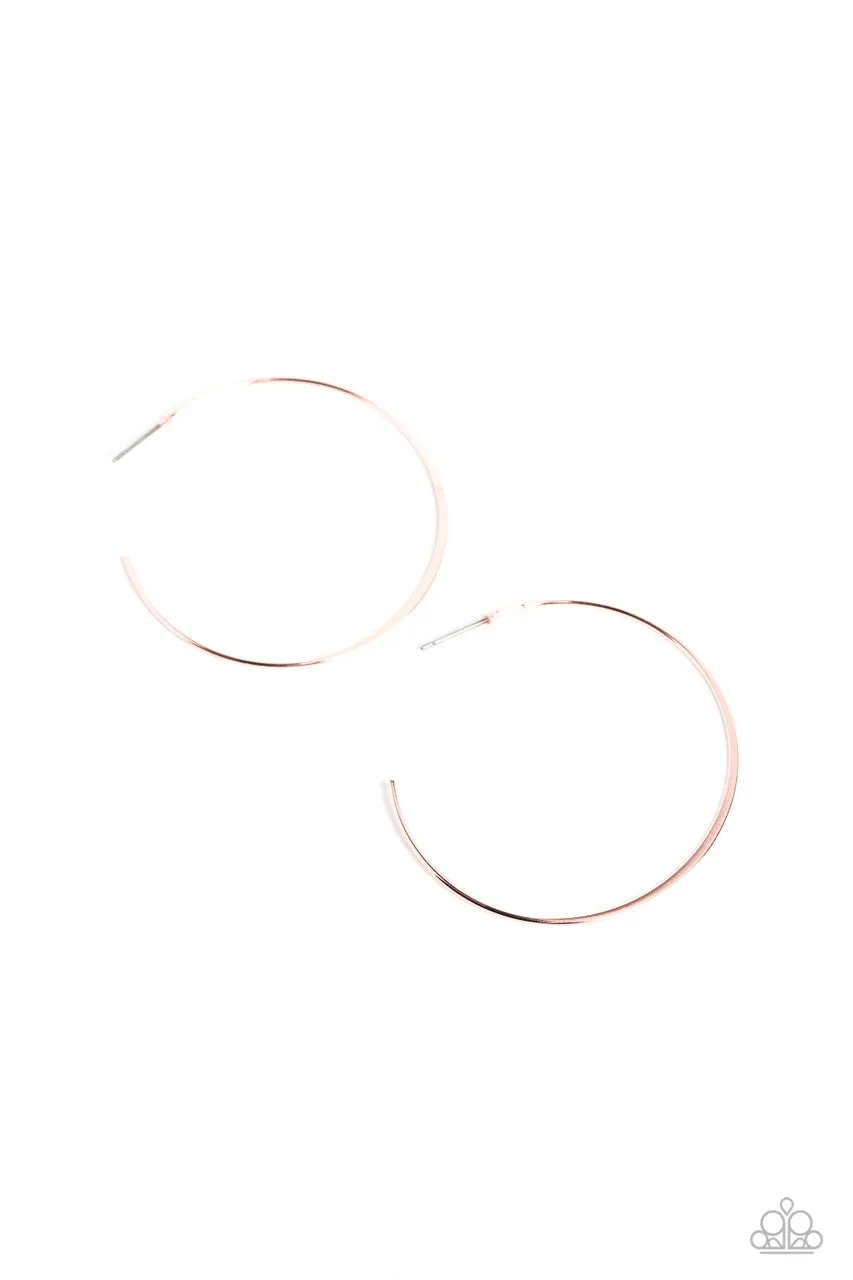 Seize the Sheen - Rose Gold - Thin Paparazzi Hoop Earrings