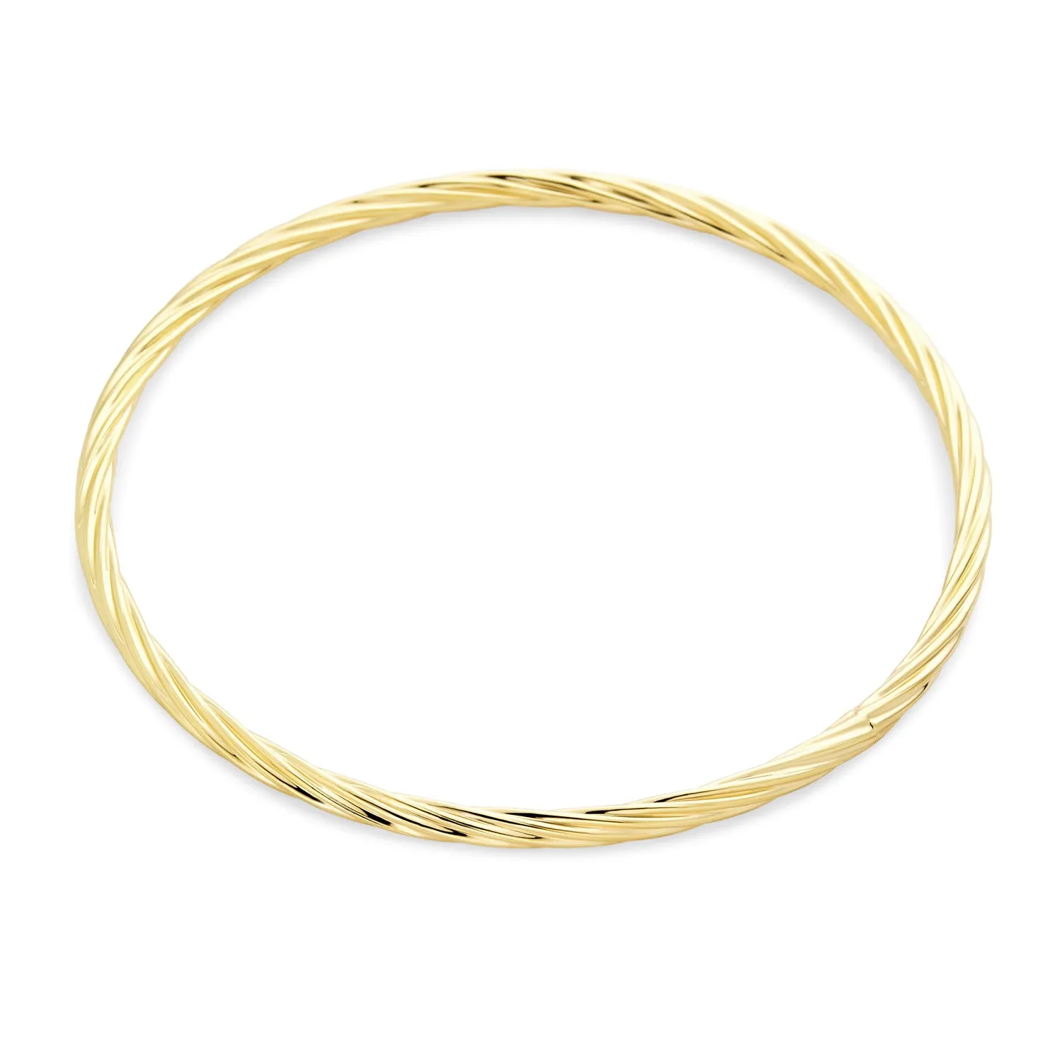 Set of 3 Simple Thin Twist Stacking Bangle Round Yellow Gold Plated 2.5MM