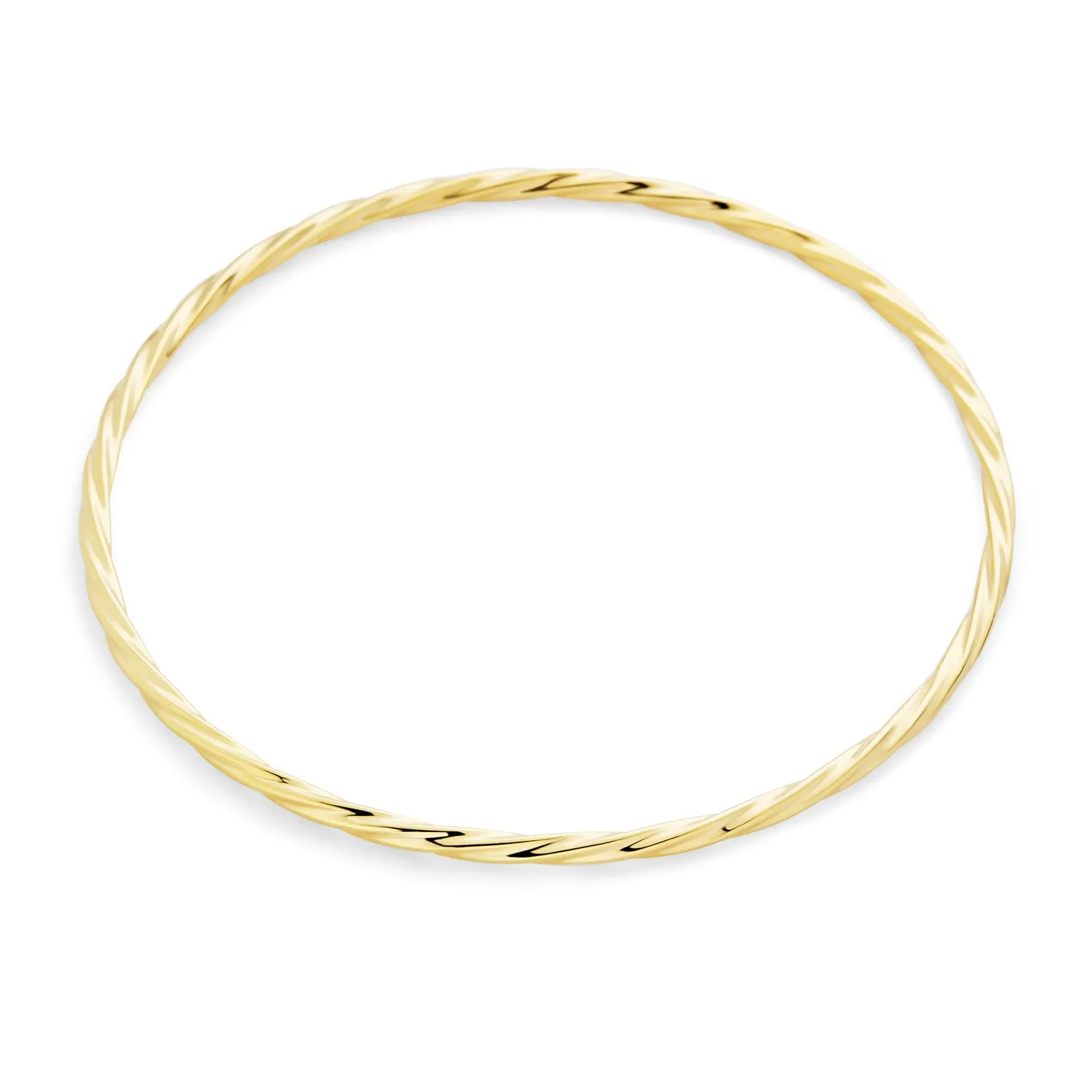 Set of 3 Simple Thin Twist Stacking Bangle Round Yellow Gold Plated 2.5MM