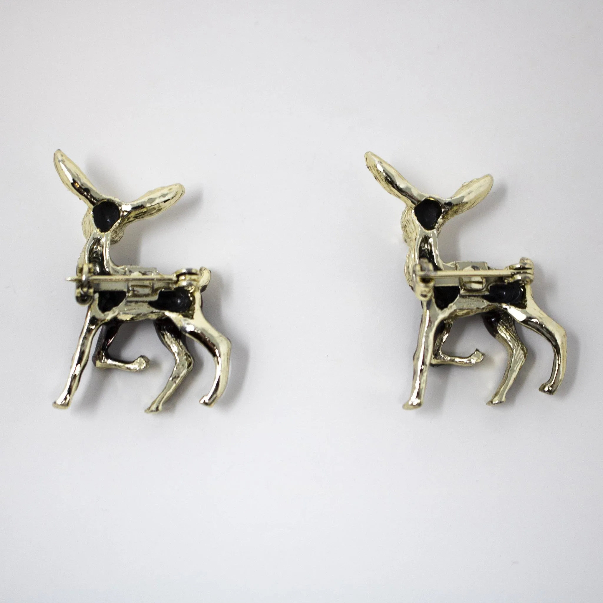 Set of Two Vintage 1960's era Gold Deer Brooches