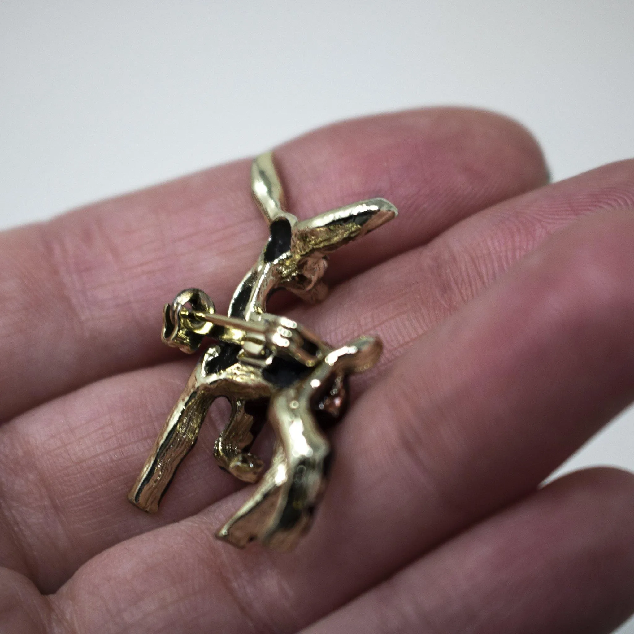 Set of Two Vintage 1960's era Gold Deer Brooches
