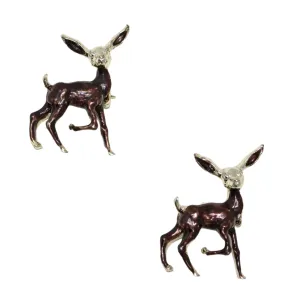 Set of Two Vintage 1960's era Gold Deer Brooches