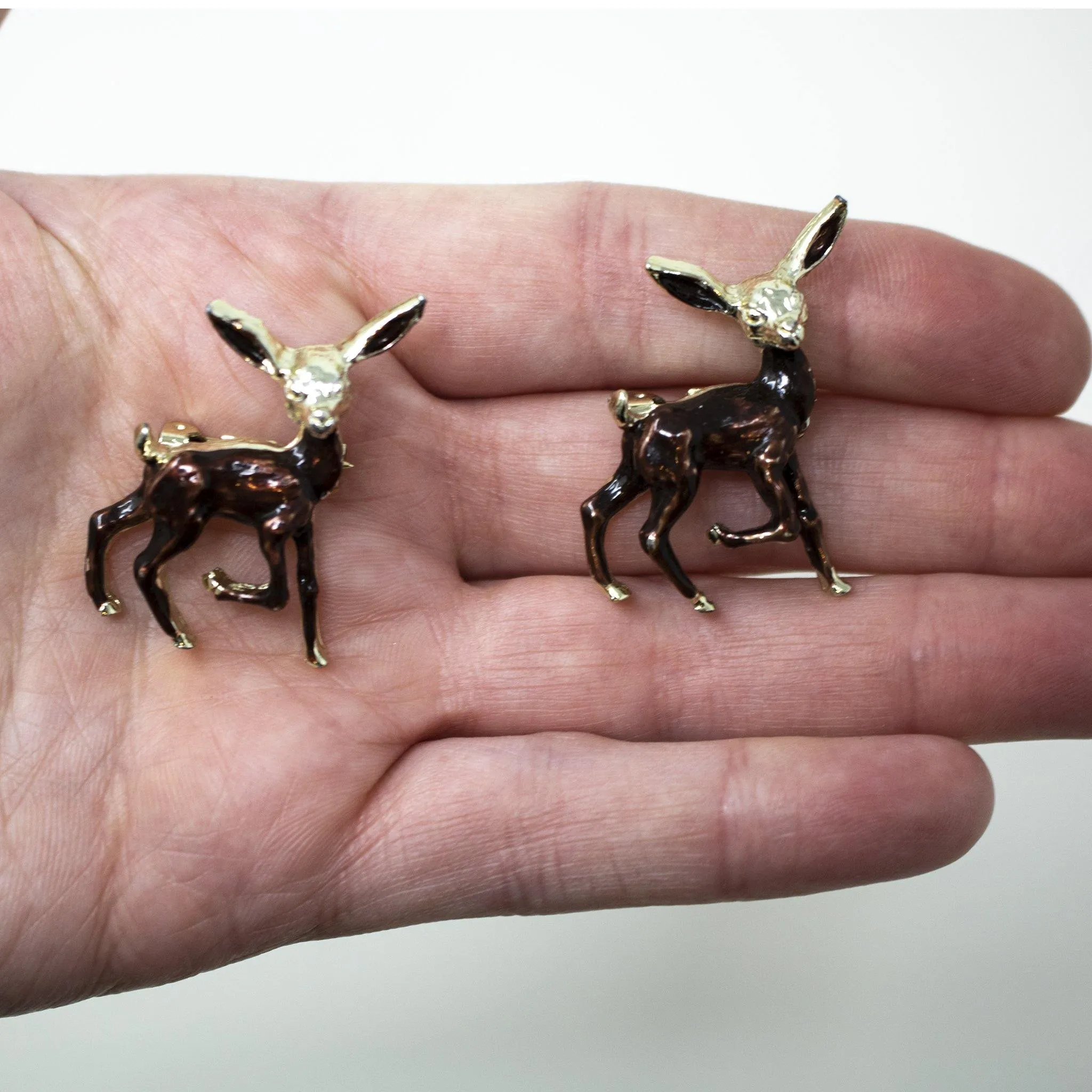 Set of Two Vintage 1960's era Gold Deer Brooches