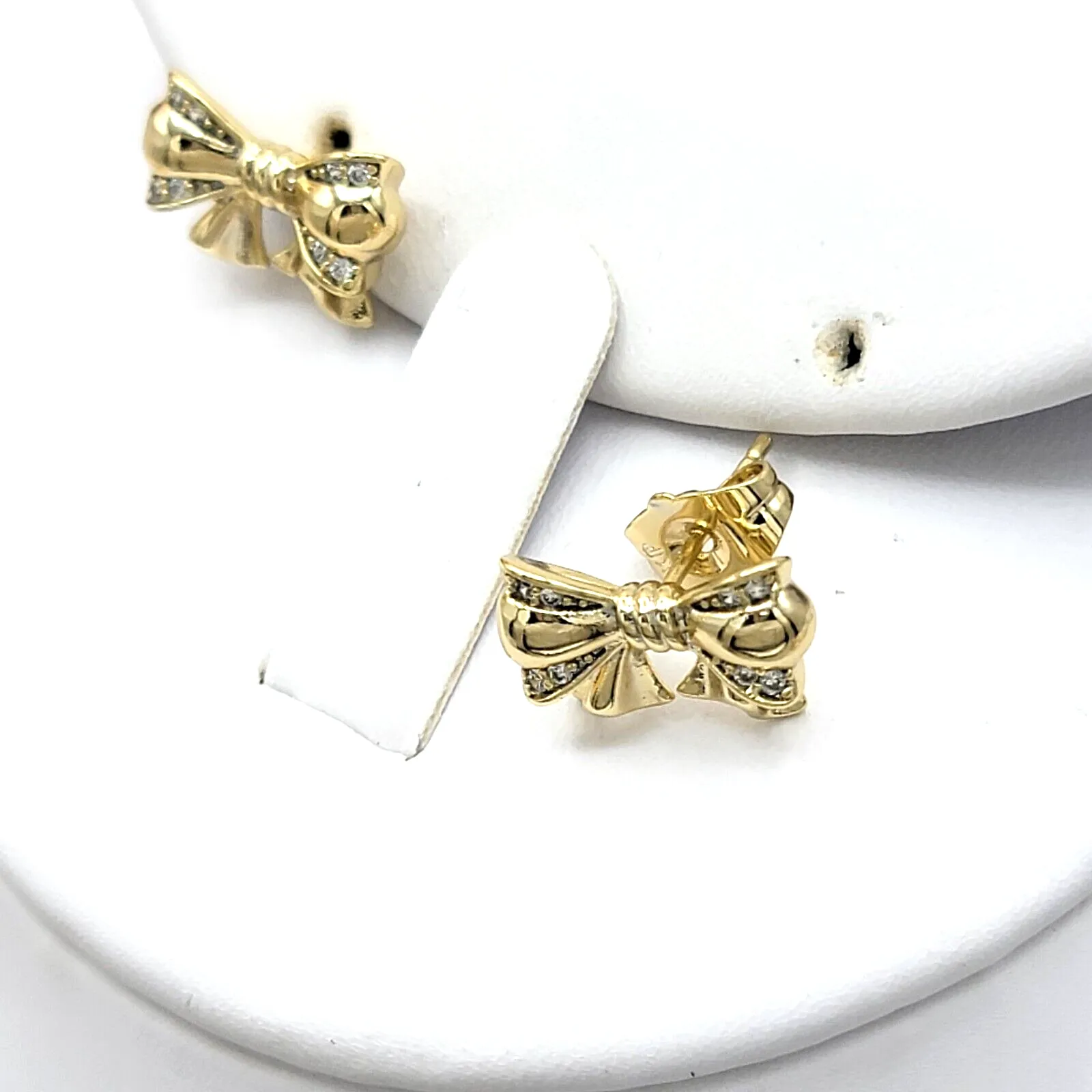 Sets - 14K Gold Plated. Clear Crystals Bow Set