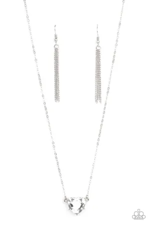 She Works HEART for the Money White Paparazzi Necklace