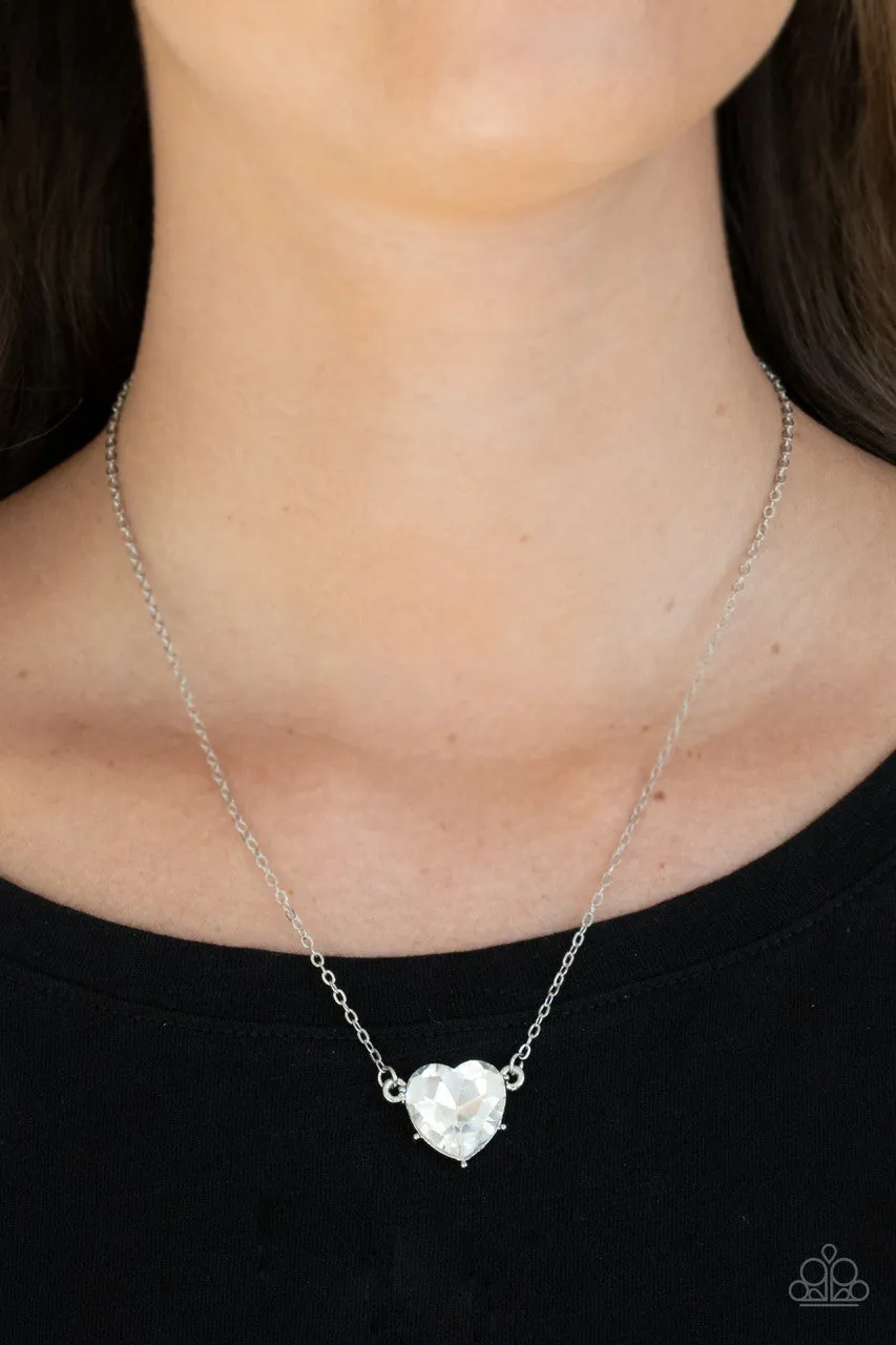 She Works HEART for the Money White Paparazzi Necklace