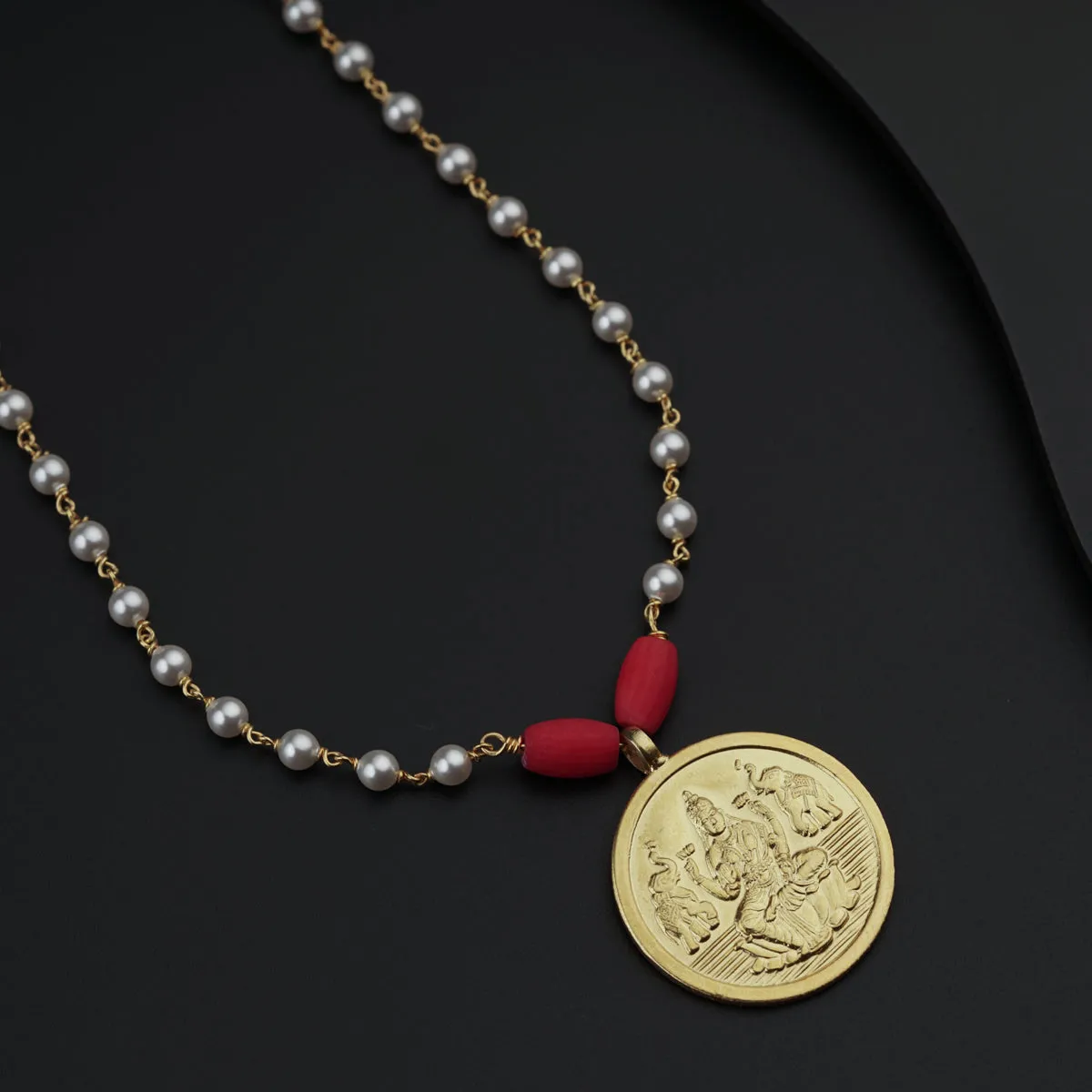 Silver Coin Necklace Gold Plated with Pearls
