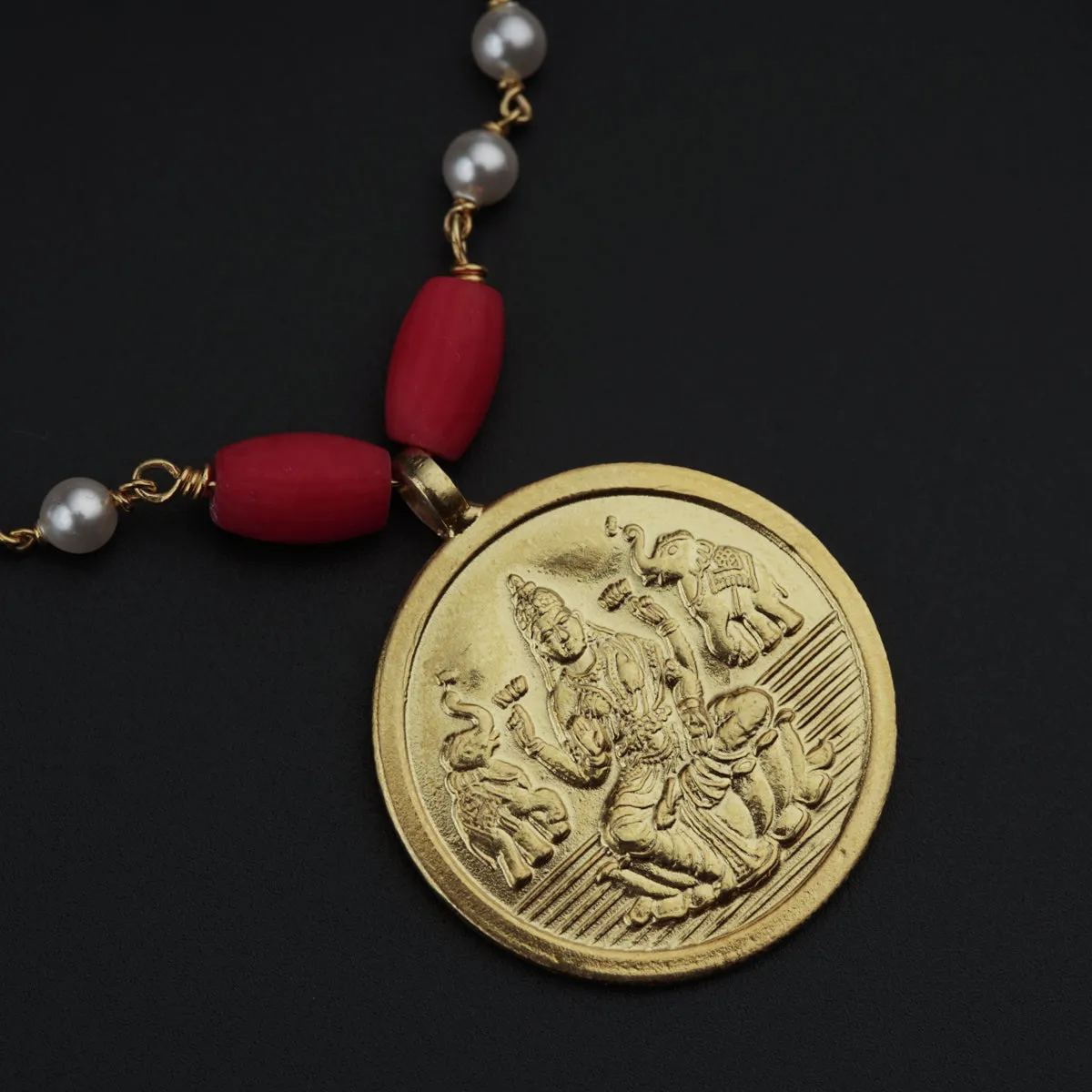Silver Coin Necklace Gold Plated with Pearls