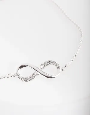 Silver Diamond Simulant Infinity Toggle Bracelet