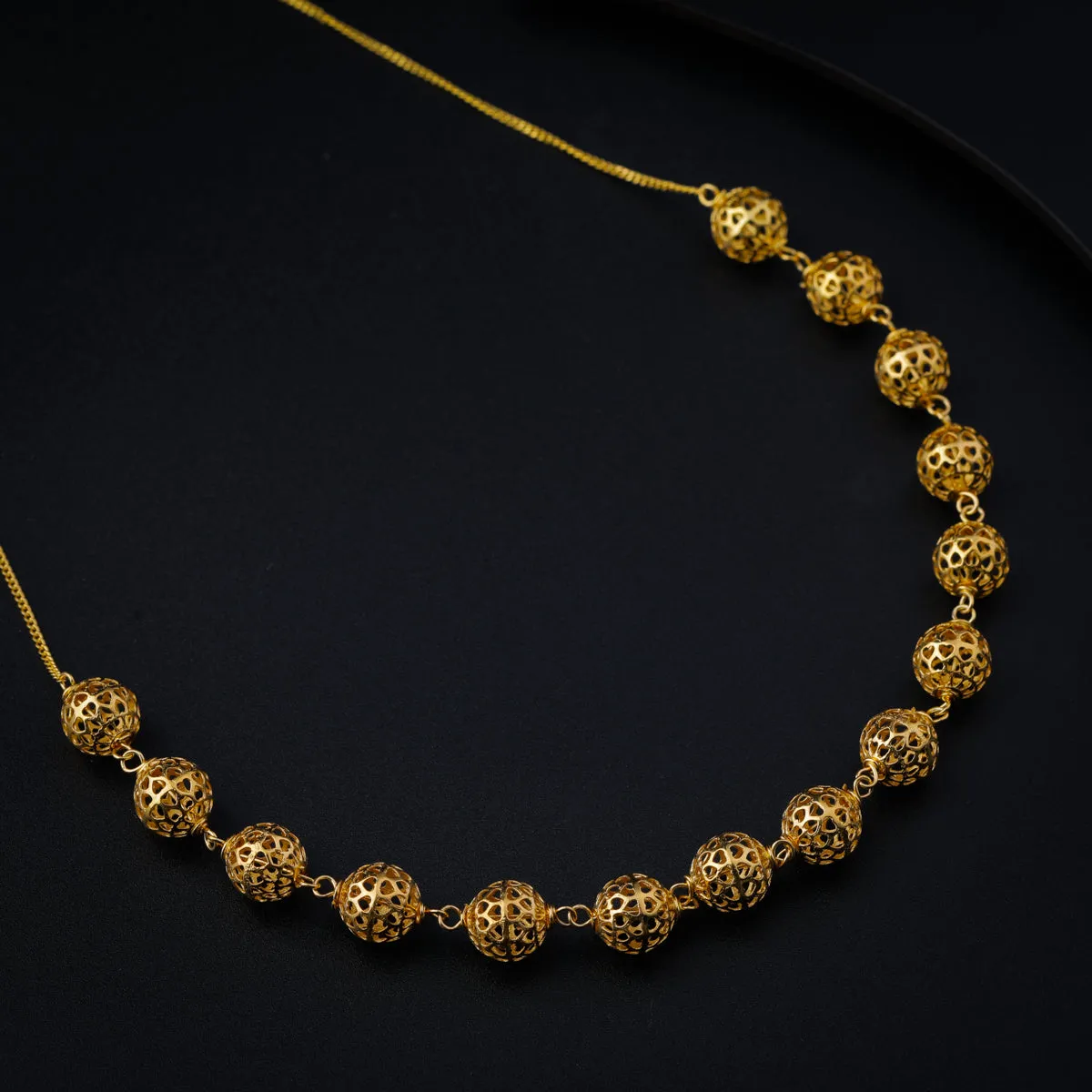 Silver Filigree Bead Necklace (Gold Plated)