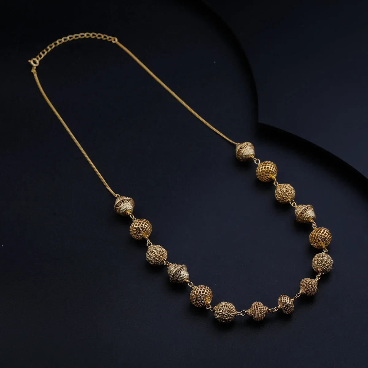 Silver Filigree Bead Necklace (Gold Plated)