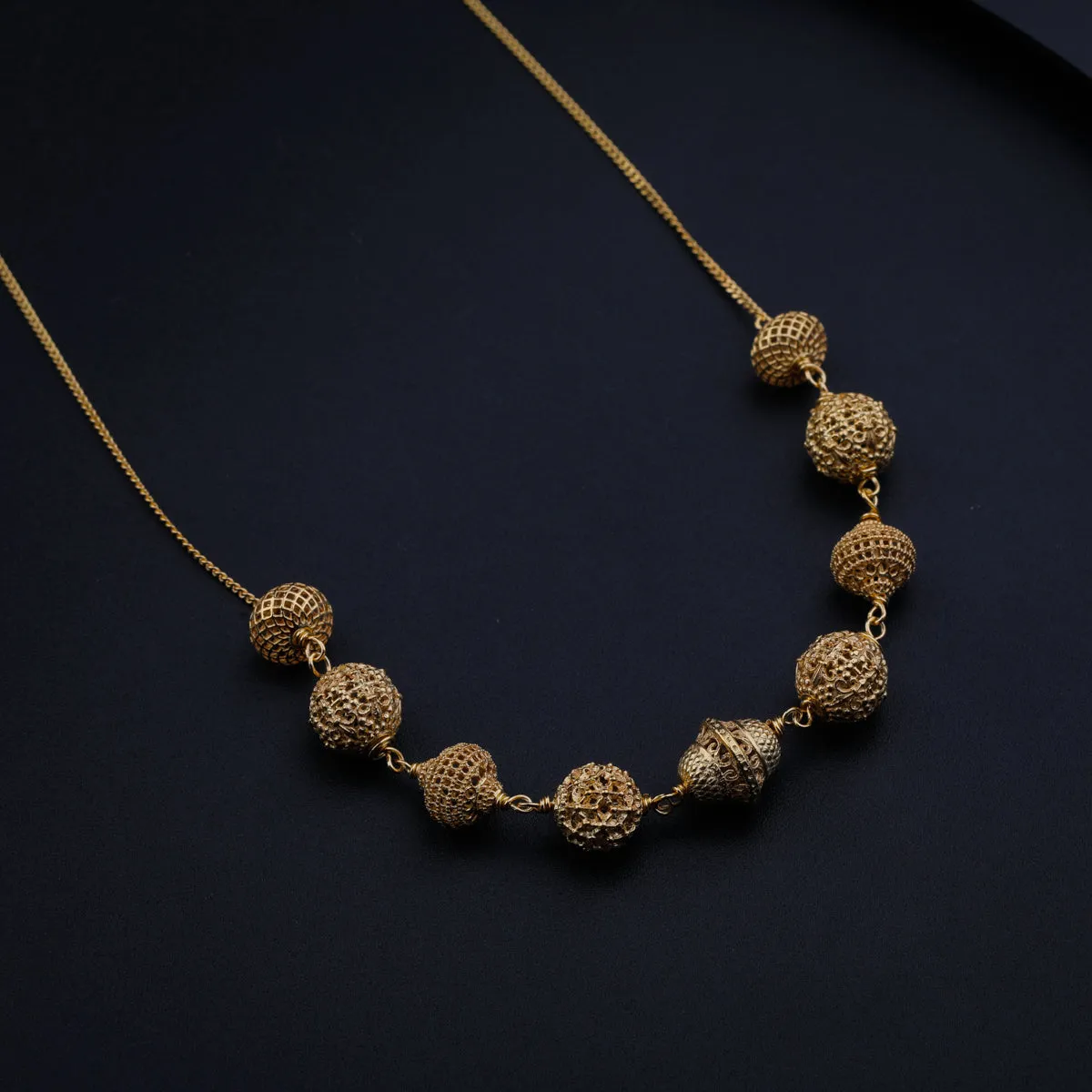Silver Filigree Bead Necklace (Gold Plated)