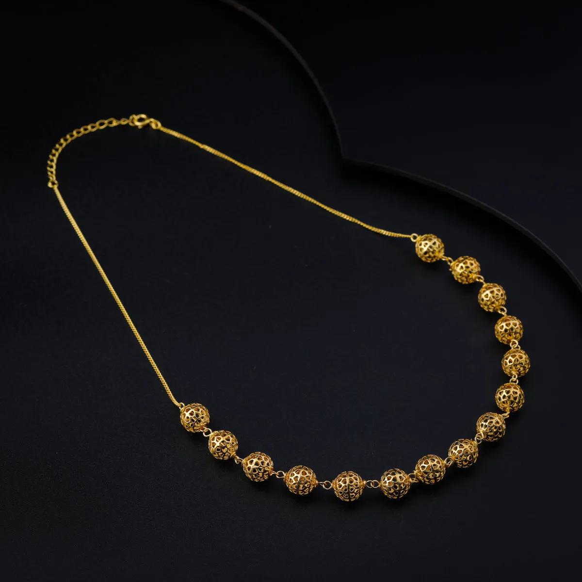 Silver Filigree Bead Necklace (Gold Plated)