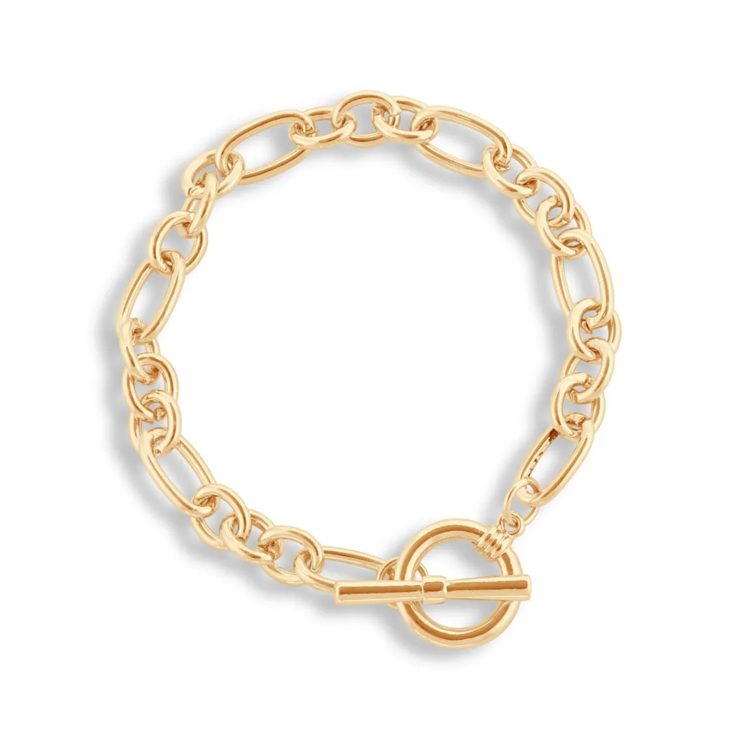 Silver Maude Curb Chain T bar Bracelet