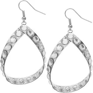 Silver Oversized Gemstone Teardrop Earrings