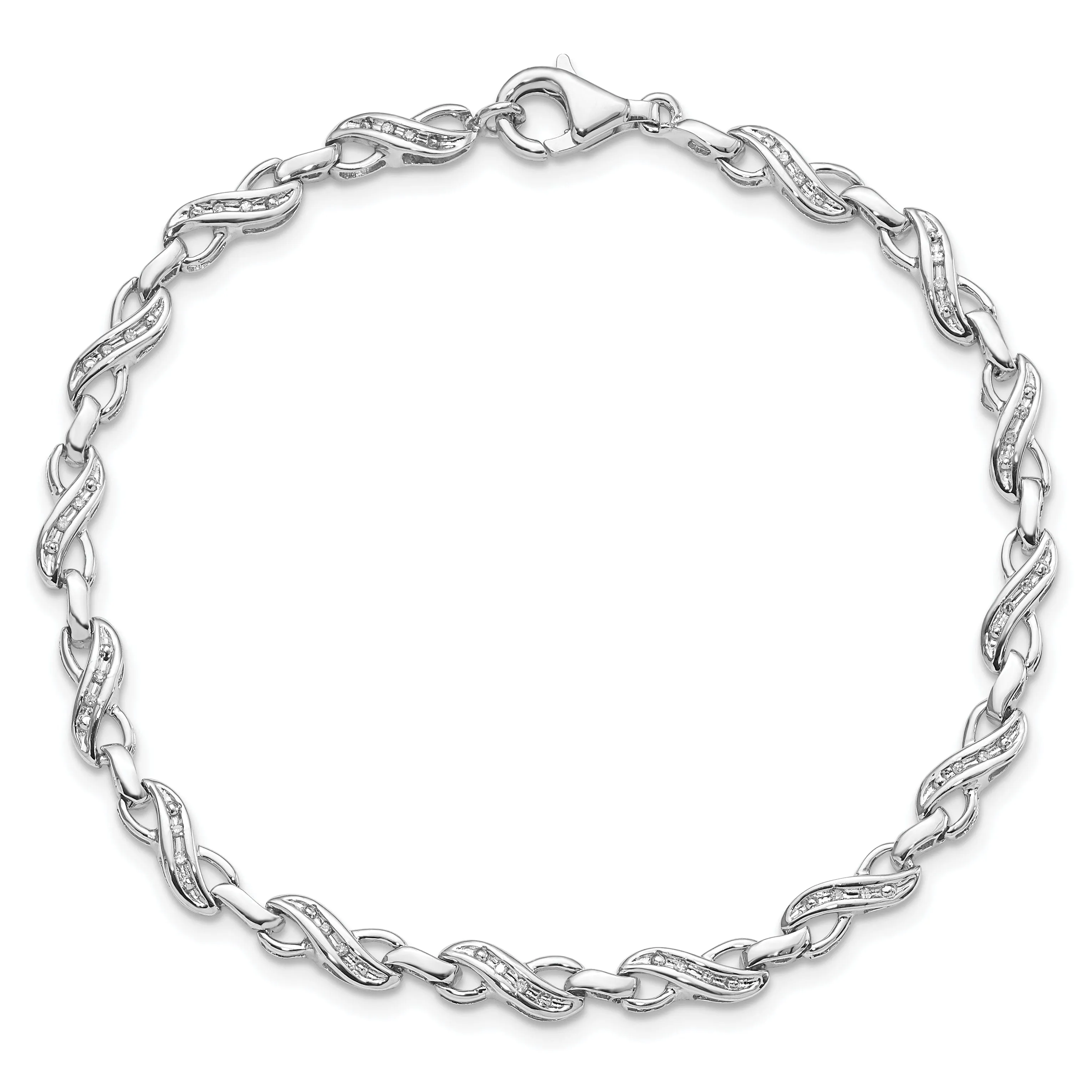 Silver Polish Diamond Infinity Symbol Bracelet