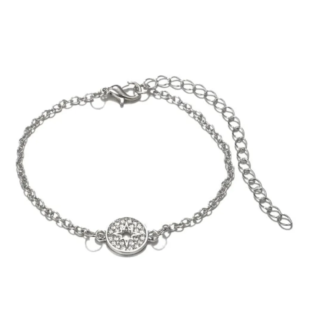 Silver Stacked Bracelet Set Of 5 - 2 Elegant Cuffs & 3 Charming Bracelets For Fashion Forward Style