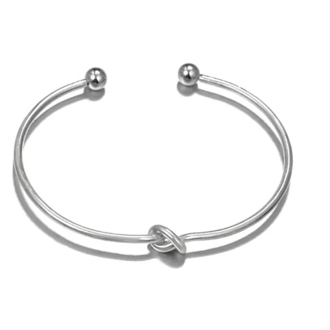 Silver Stacked Bracelet Set Of 5 - 2 Elegant Cuffs & 3 Charming Bracelets For Fashion Forward Style