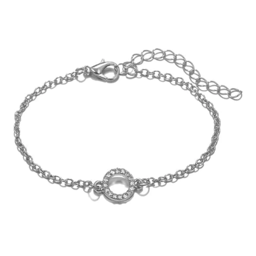 Silver Stacked Bracelet Set Of 5 - 2 Elegant Cuffs & 3 Charming Bracelets For Fashion Forward Style
