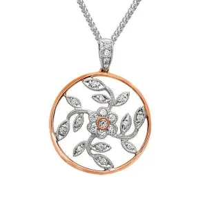 Simon G. Vintage Style Pink & White Diamond Flower Pendant