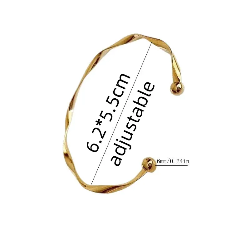 Simple Trendy Irregular Mobius Twist Open Cuff Bangle Bracelets For Women Gold Color Adjustable Jewelry