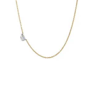 Single "Floating" Pear Diamond Necklace