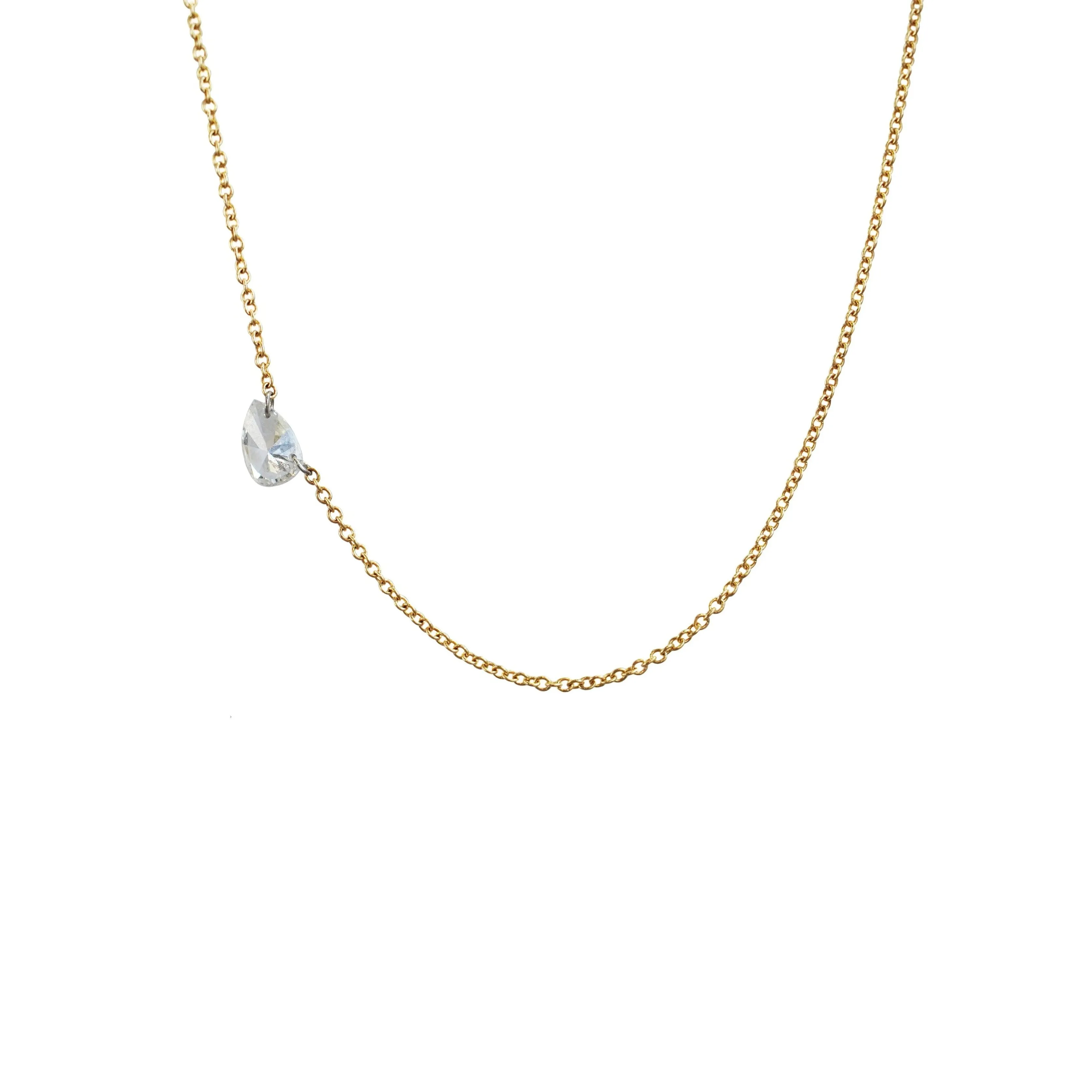 Single "Floating" Pear Diamond Necklace