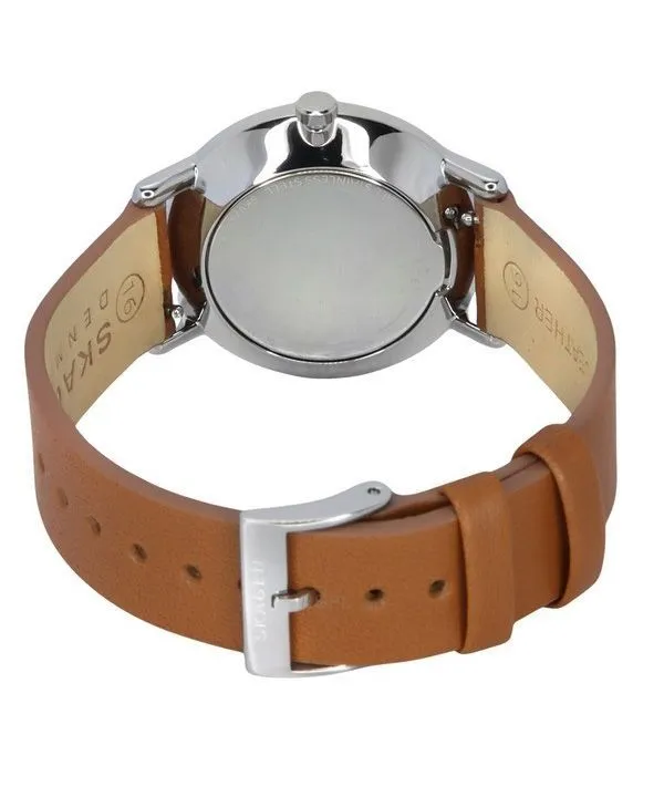 Skagen Kuppel Lille Brown Leather Strap White Dial Quartz SKW3103 Women's Watch