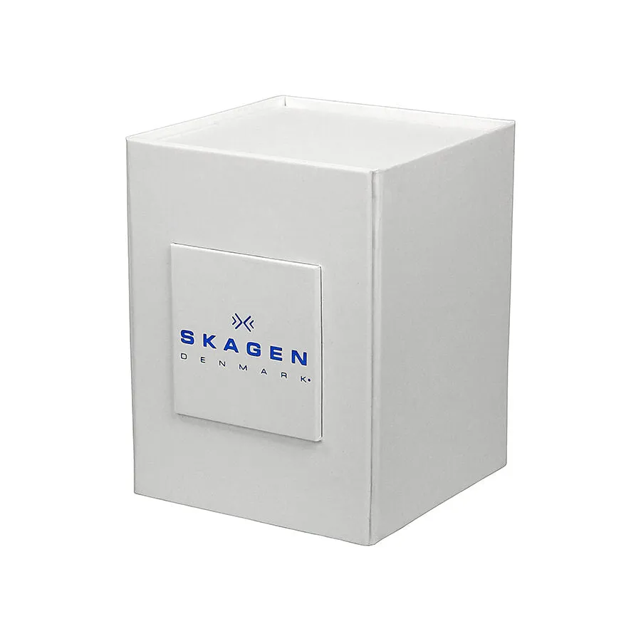 Skagen White Leather and Steel Ladies Watch 358XSSLWW