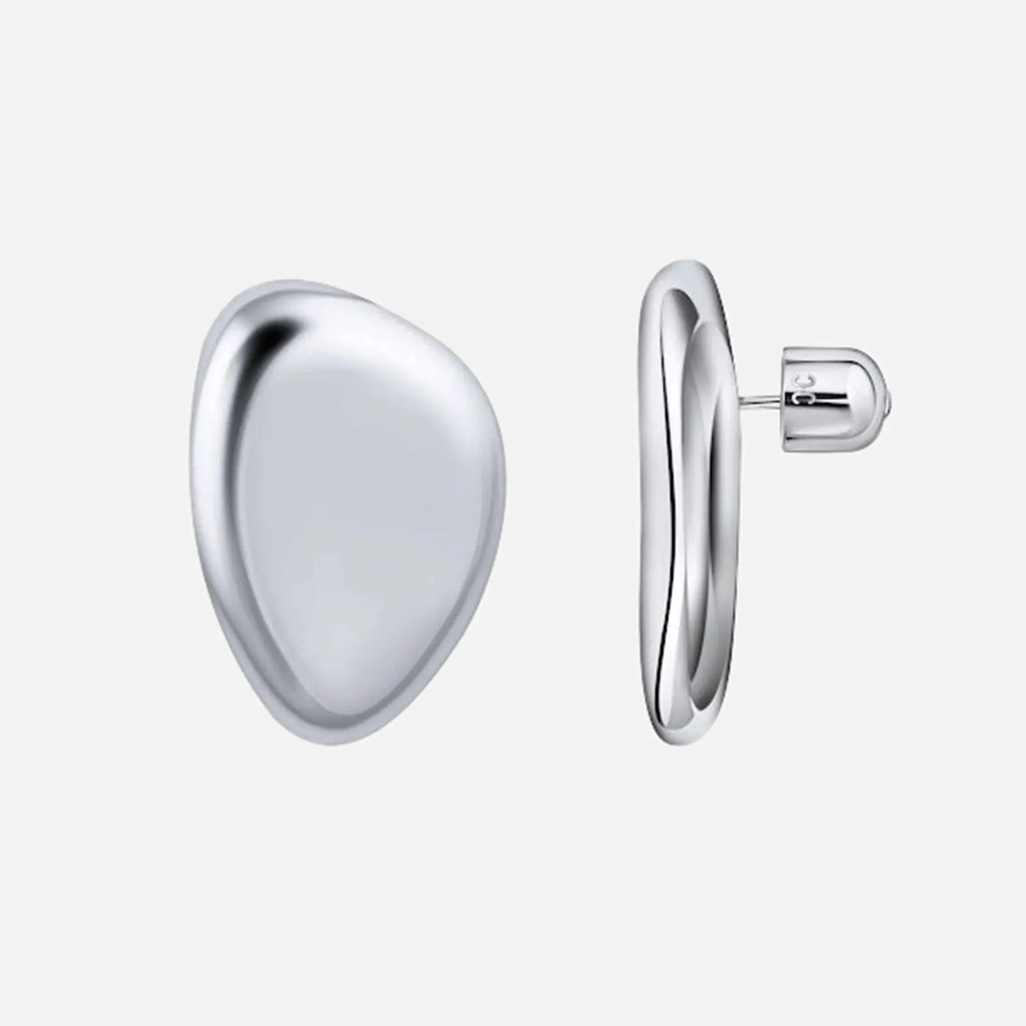 Small Oval Earrings, Silver
