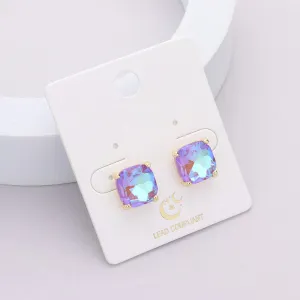 Small Purple AB Cushion Square Stud Pageant Earrings  | Interview Earrings | 591510