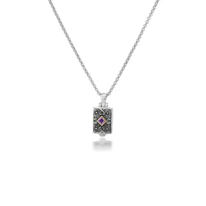 Small Rectangle Locket with Amethyst
