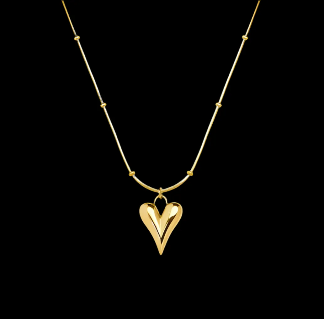 Snake Chain   Heart Vintage Chain Necklace Gold Plated Combo