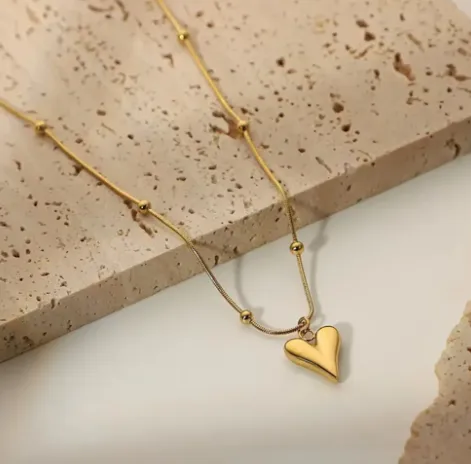 Snake Chain   Heart Vintage Chain Necklace Gold Plated Combo